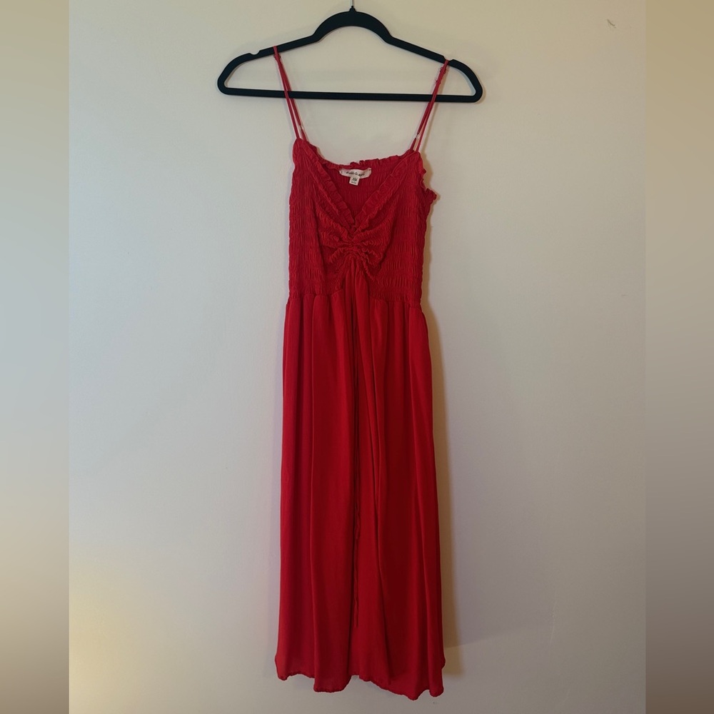 Anthropologie Blue Tassel Scrunched Dress - Red
